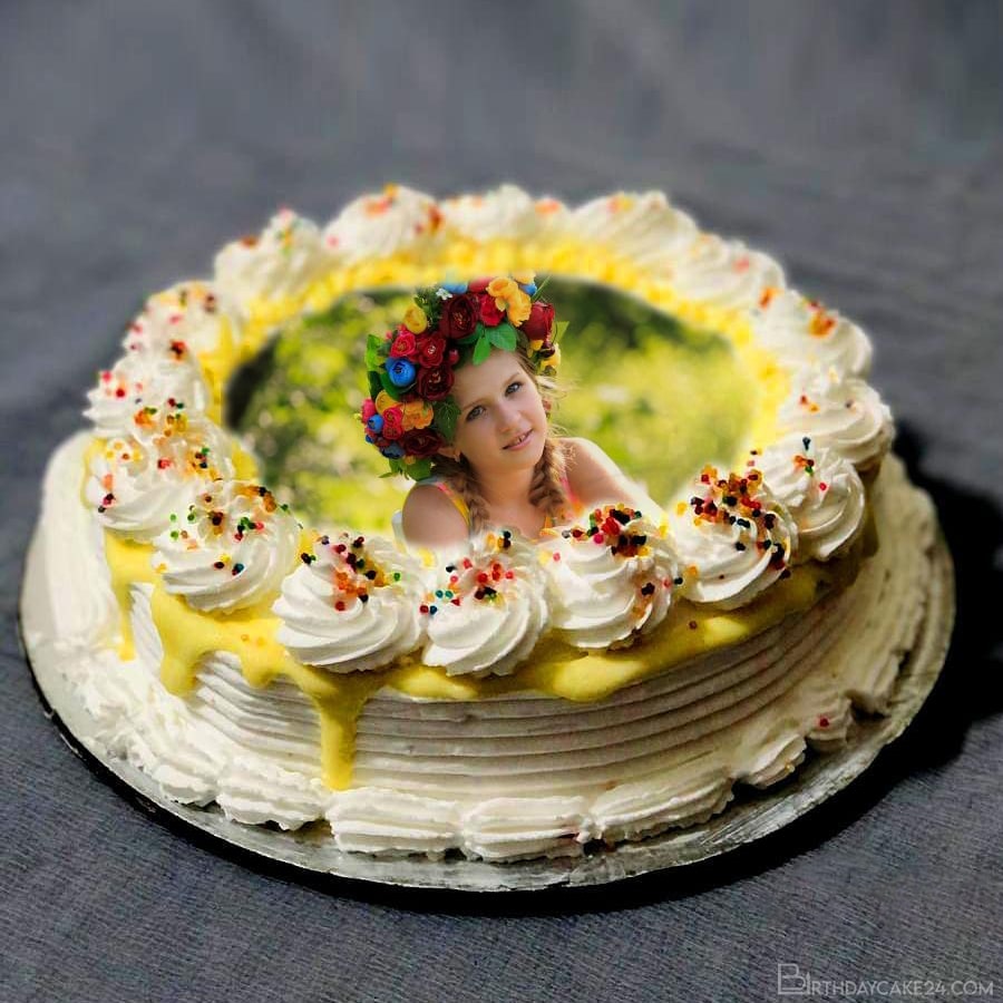 Butter Cream Happy Birthday Cake With Friend Photo